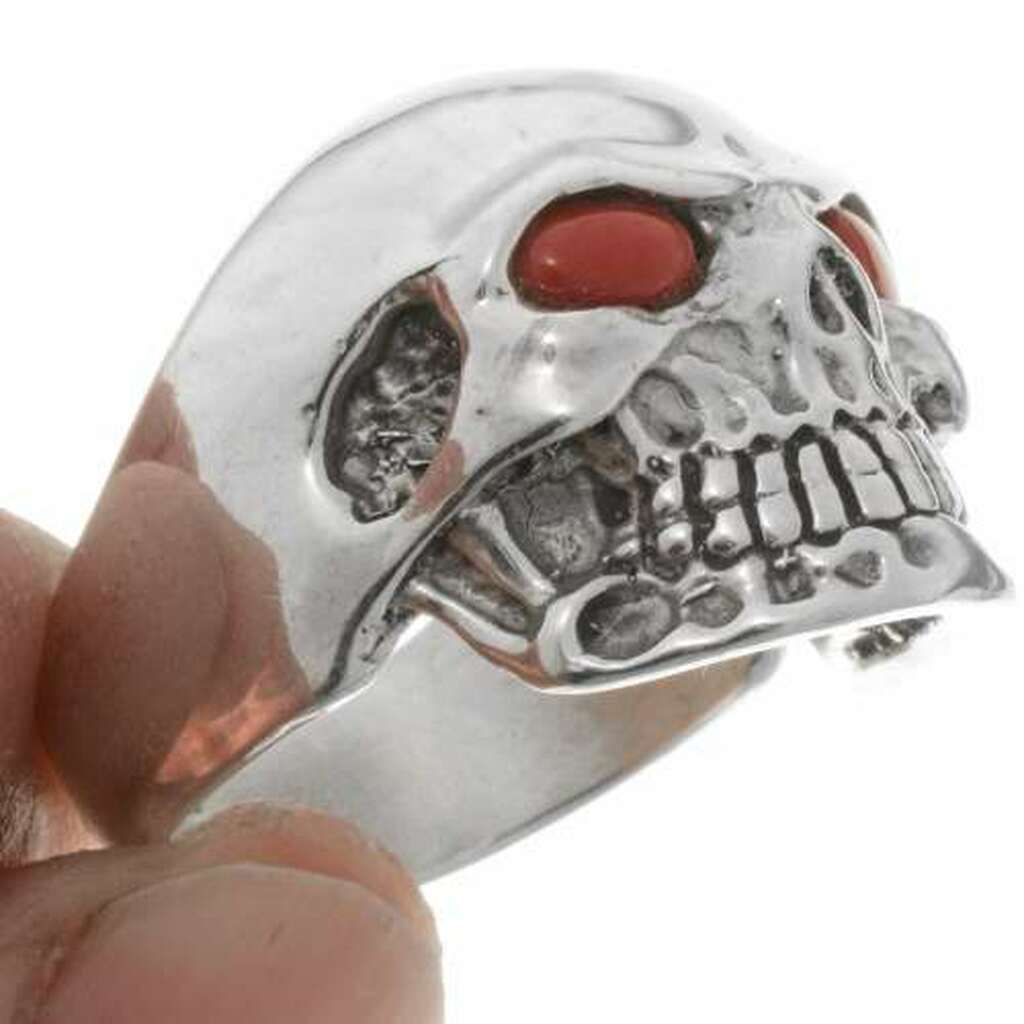 Silver Skull Coral Men’s Ring