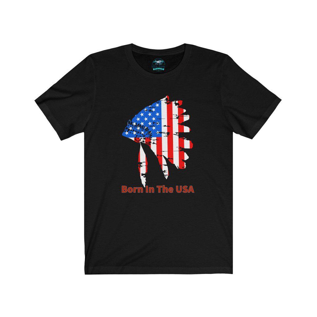 Born In The USA Short Sleeve Tee - White Bison Native Art