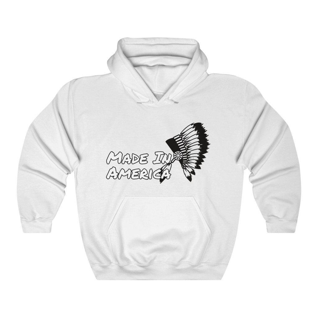 Made In America Hooded Sweatshirt - White Bison Native Art