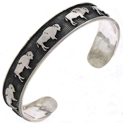 Silver Buffalo Cuff Sterling Navajo Bracelet