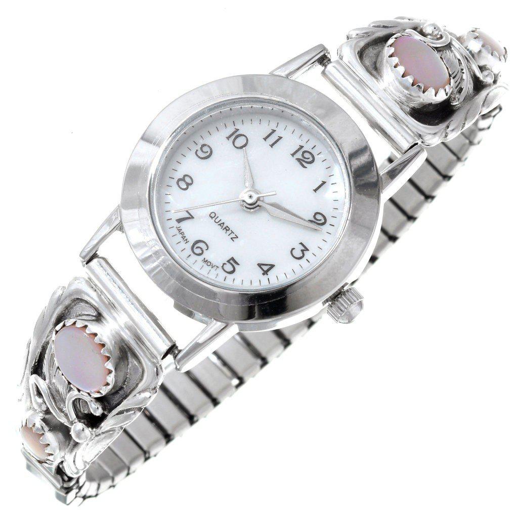 Ladies Pink MOP Silver Watch Bracelet