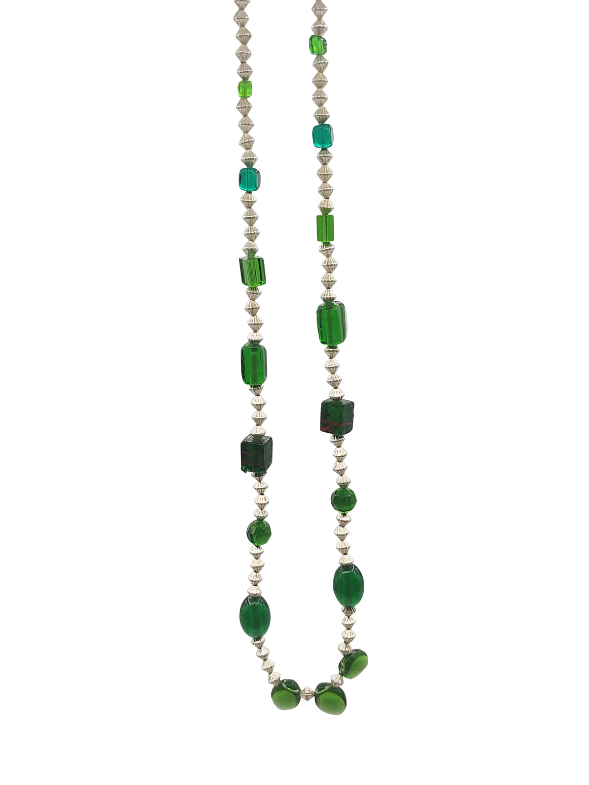 Emerald Green Glass Bead Necklace - White Bison Native Art