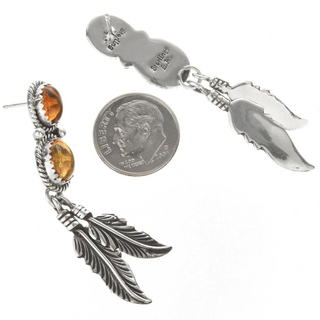 Citrine Silver Post Dangle Earrings