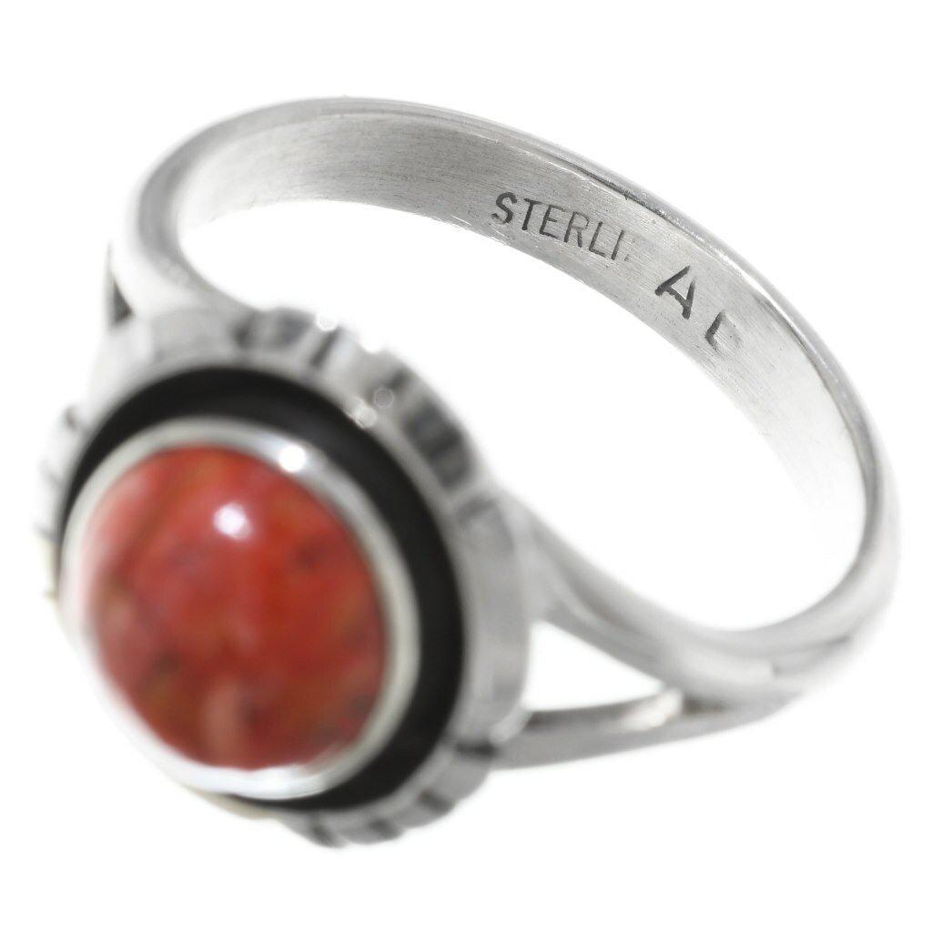 Ladies Apple Coral Silver Ring