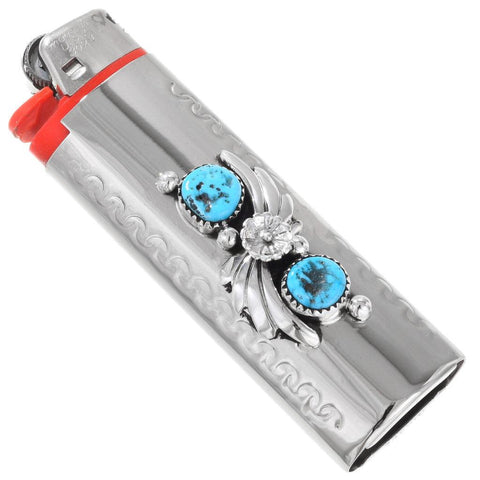 Natural Kingman Turquoise Silver Lighter Case Cover