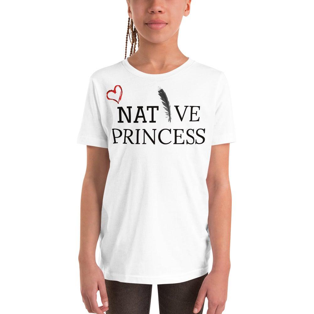 Native Princess Youth Short Sleeve T-Shirt - White Bison Native Art